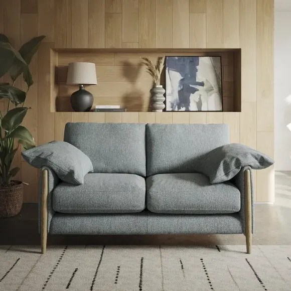 2-Seater Sofa with Roll Arms - Teal, Fabric