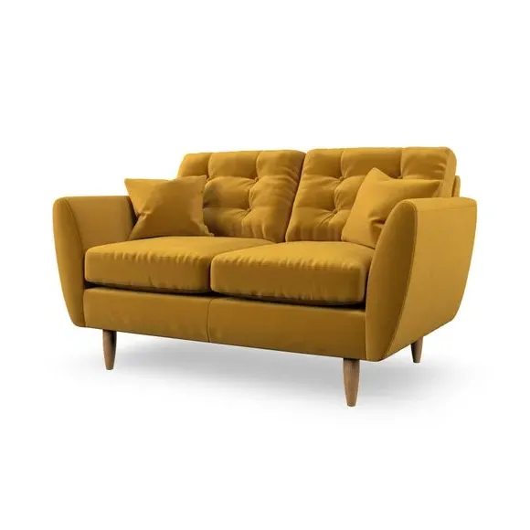 2-Seater Sofa with Scatter Cushions - Amber Gold