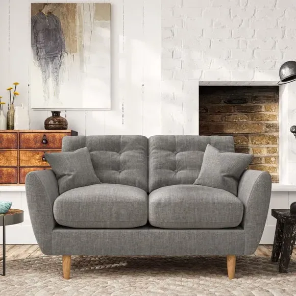 2-Seater Sofa with Scatter Cushions - Grey