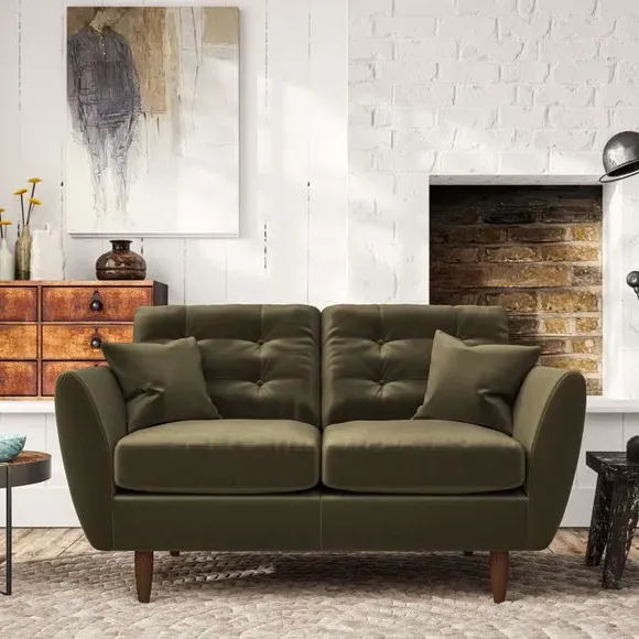 2-Seater Sofa with Scatter Cushions - Olive