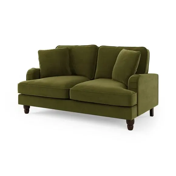 2-Seater Sofa with Scatter Cushions - Olive, Velvet