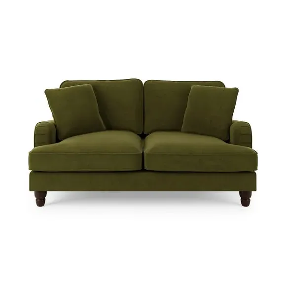2-Seater Sofa with Scatter Cushions - Olive, Velvet