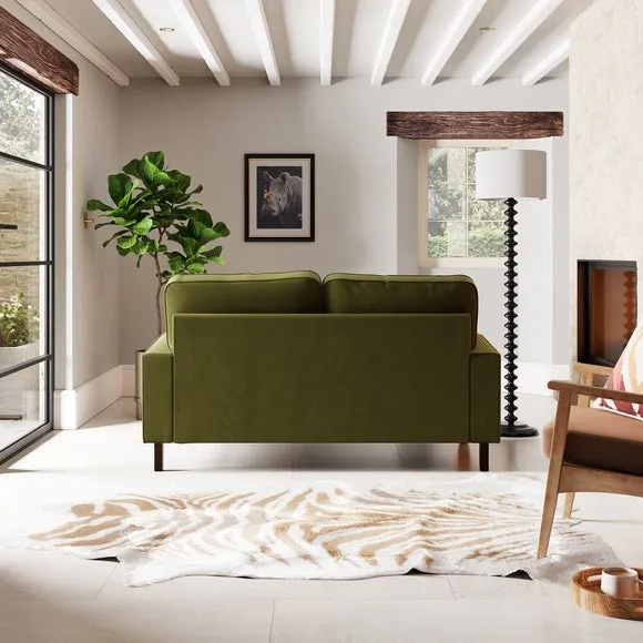 2-Seater Sofa with Scatter Cushions - Olive, Velvet
