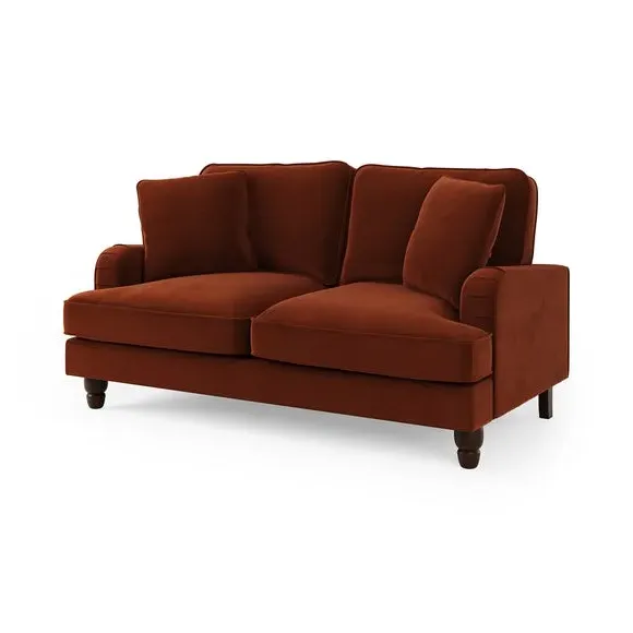 2-Seater Sofa with Scatter Cushions - Orange, Velvet