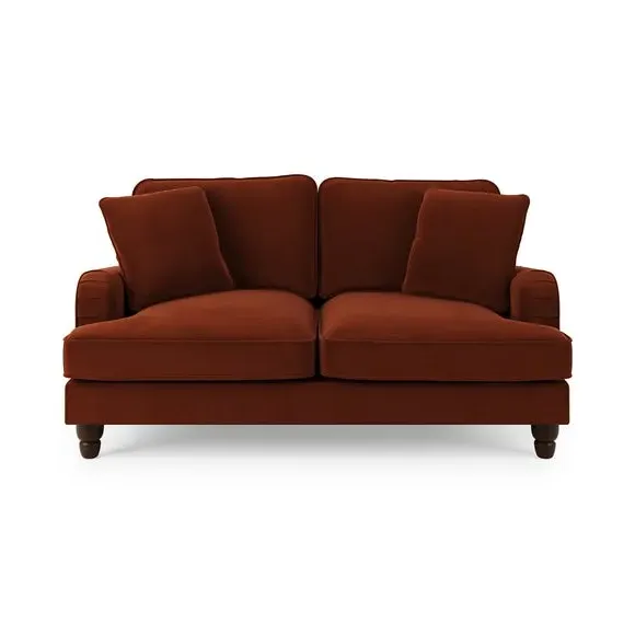 2-Seater Sofa with Scatter Cushions - Orange, Velvet