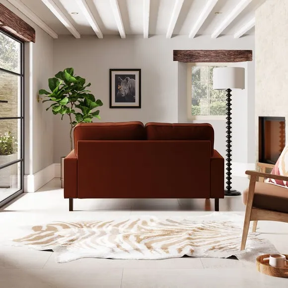 2-Seater Sofa with Scatter Cushions - Orange, Velvet