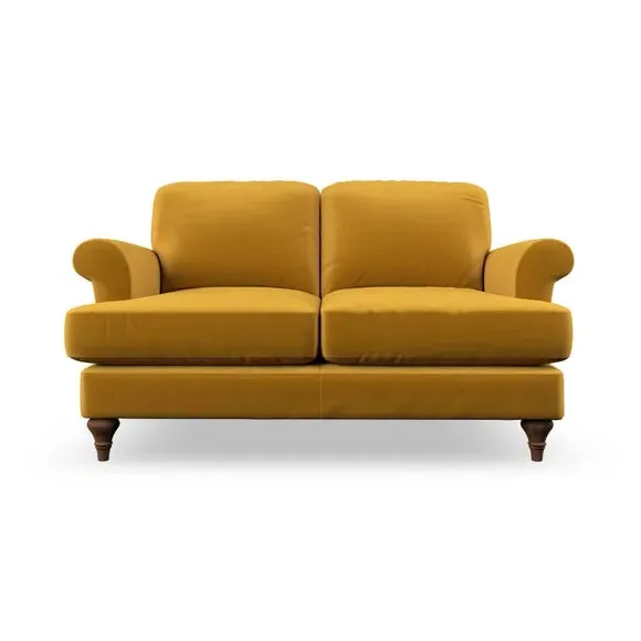 2-Seater Sofa with Scroll Arms - Amber Gold