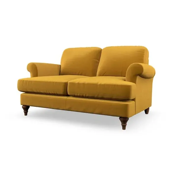 2-Seater Sofa with Scroll Arms - Amber Gold