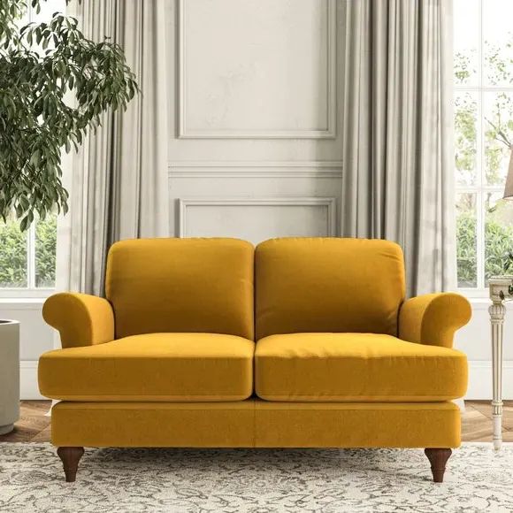 2-Seater Sofa with Scroll Arms - Amber Gold image