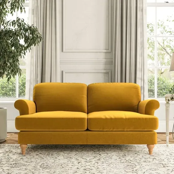 2-Seater Sofa with Scroll Arms - Amber, Velvet image