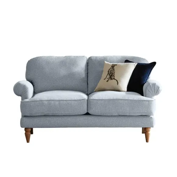 2-Seater Sofa with Scroll Arms - Blue, Fabric