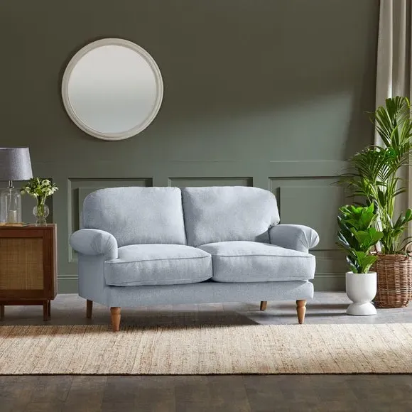 2-Seater Sofa with Scroll Arms - Blue, Fabric