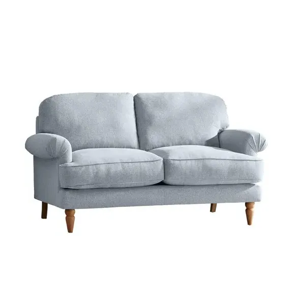2-Seater Sofa with Scroll Arms - Blue, Fabric
