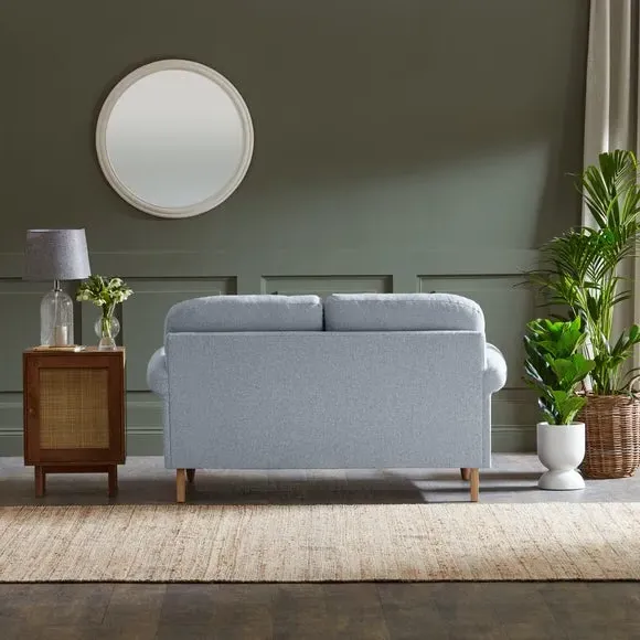 2-Seater Sofa with Scroll Arms - Blue, Fabric