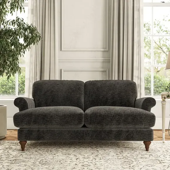 2-Seater Sofa with Scroll Arms - Charcoal, Chenille