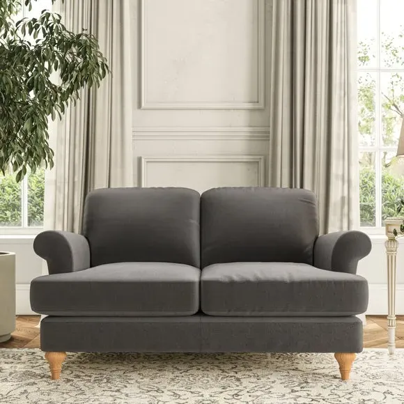 2-Seater Sofa with Scroll Arms - Charcoal