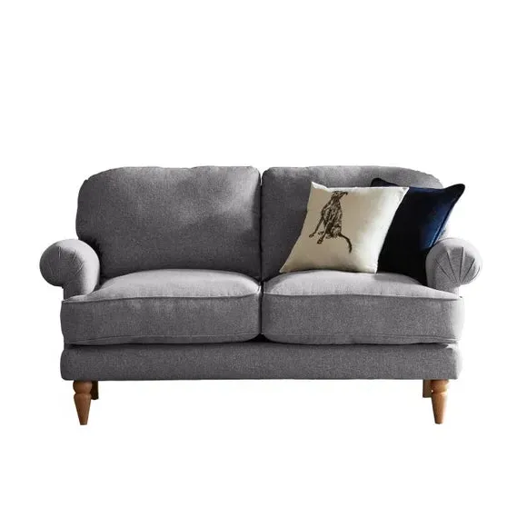 2-Seater Sofa with Scroll Arms - Grey, Fabric