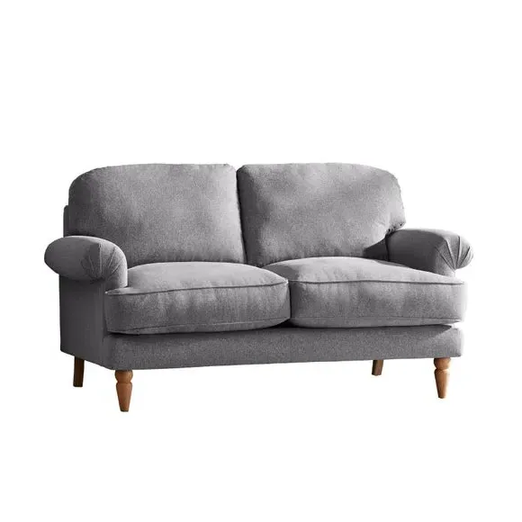 2-Seater Sofa with Scroll Arms - Grey, Fabric