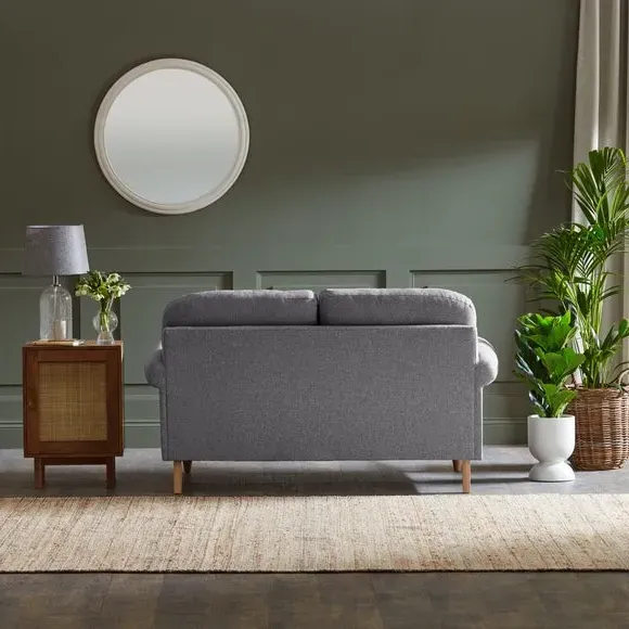 2-Seater Sofa with Scroll Arms - Grey, Fabric