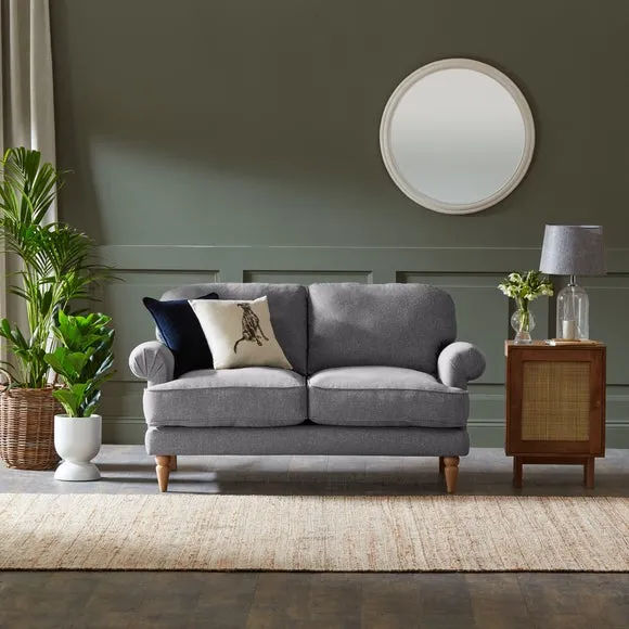 2-Seater Sofa with Scroll Arms - Grey, Fabric