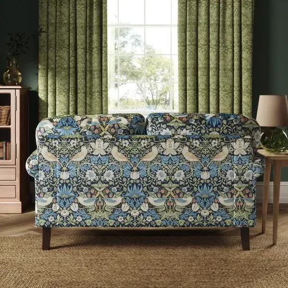 2-Seater Sofa with Scroll Arms - Midnight, Velvet