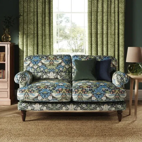 2-Seater Sofa with Scroll Arms - Midnight, Velvet image