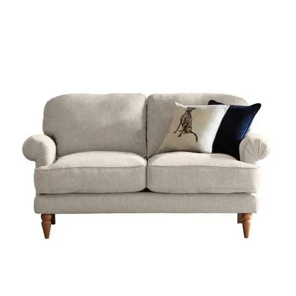 2-Seater Sofa with Scroll Arms - Natural, Fabric