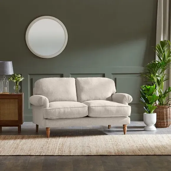 2-Seater Sofa with Scroll Arms - Natural, Fabric