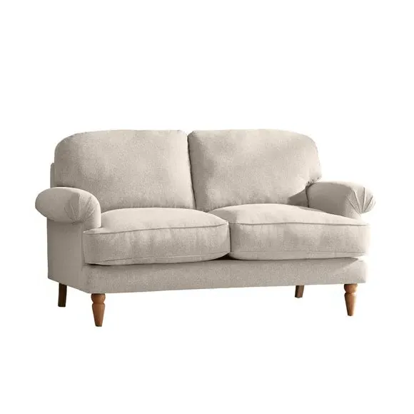 2-Seater Sofa with Scroll Arms - Natural, Fabric