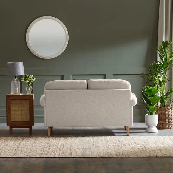 2-Seater Sofa with Scroll Arms - Natural, Fabric