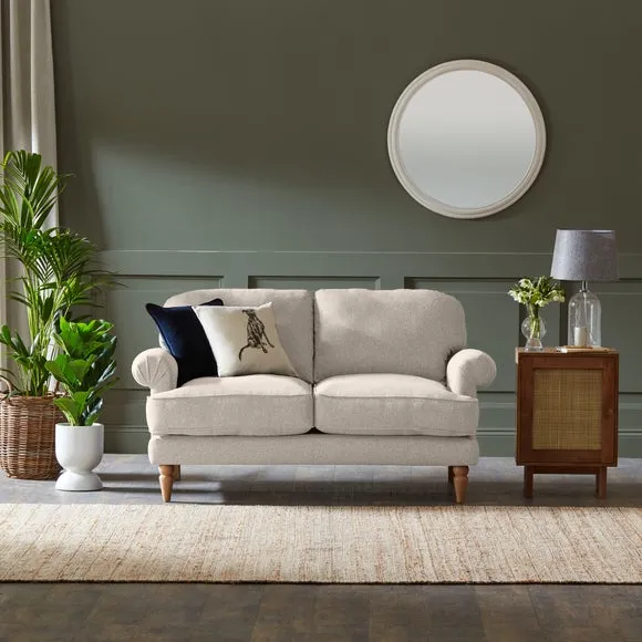 2-Seater Sofa with Scroll Arms - Natural, Fabric
