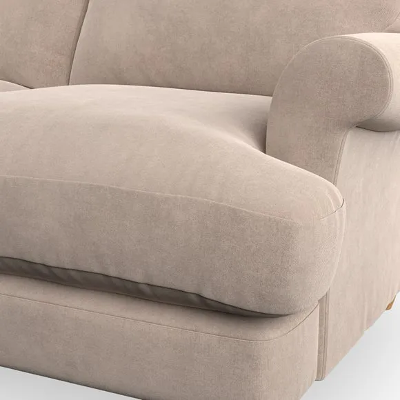 2-Seater Sofa with Scroll Arms - Natural, Velvet