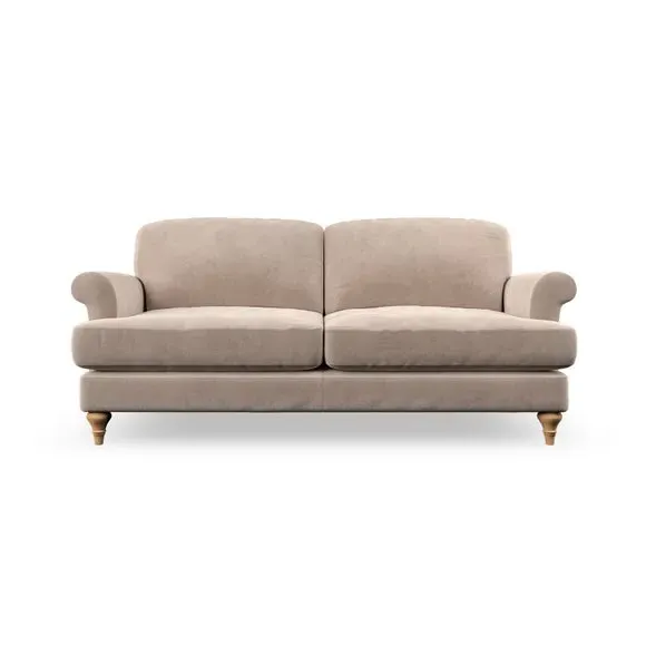 2-Seater Sofa with Scroll Arms - Natural, Velvet