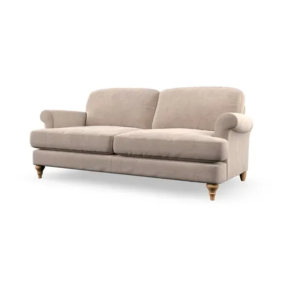 2-Seater Sofa with Scroll Arms - Natural, Velvet