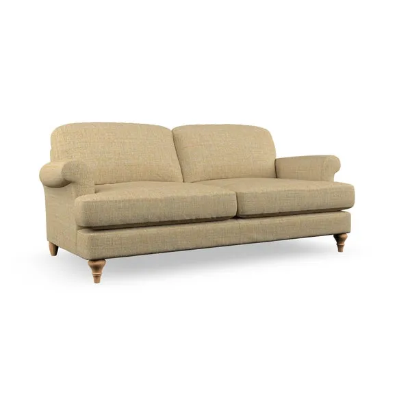 2-Seater Sofa with Scroll Arms - Ochre, Fabric
