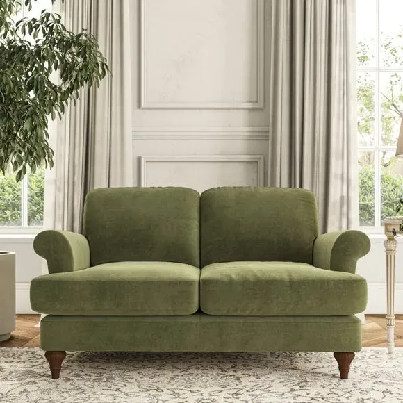 2-Seater Sofa with Scroll Arms - Olive