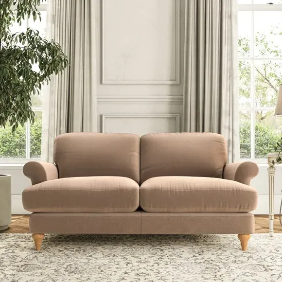 2-Seater Sofa with Scroll Arms - Taupe, Velvet