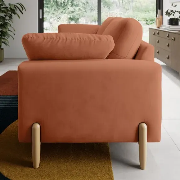 2-Seater Sofa with Square Arms - Apricot, Velvet