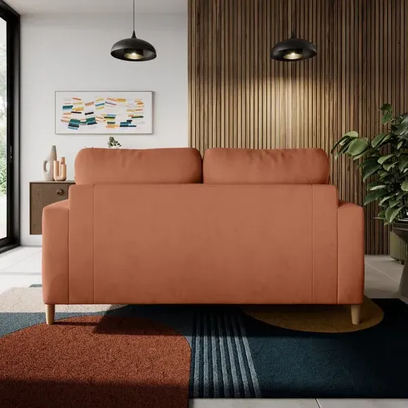 2-Seater Sofa with Square Arms - Apricot, Velvet