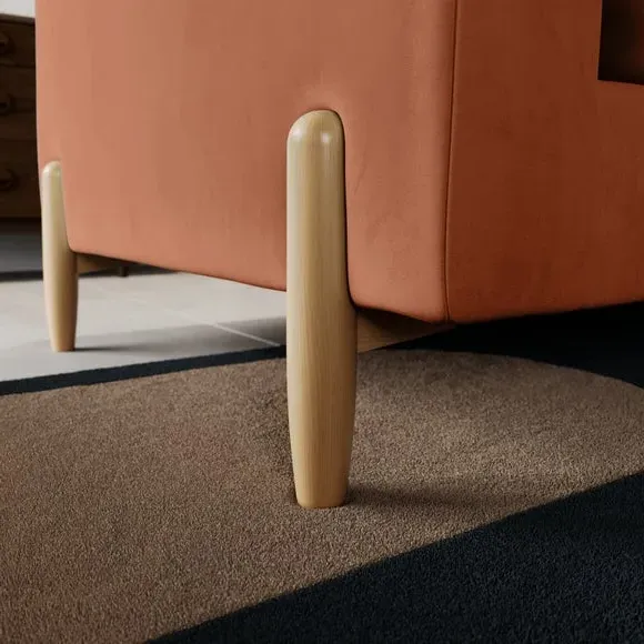 2-Seater Sofa with Square Arms - Apricot, Velvet