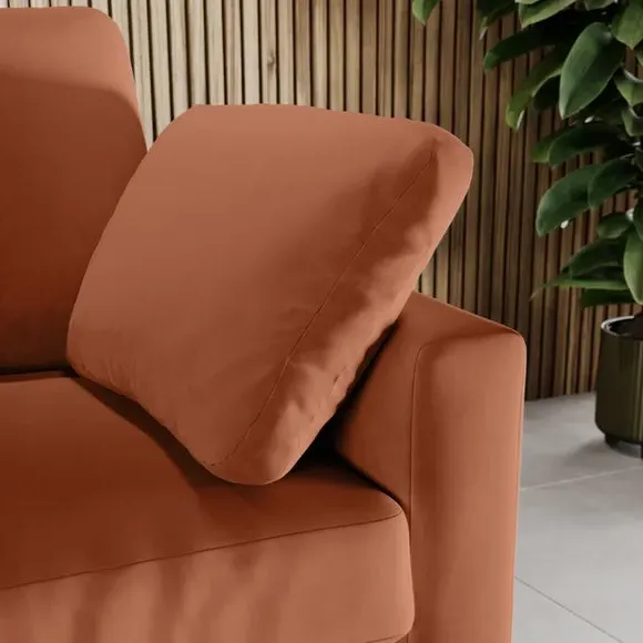 2-Seater Sofa with Square Arms - Apricot, Velvet