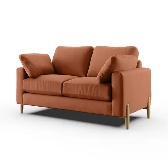 2-Seater Sofa with Square Arms - Apricot, Velvet