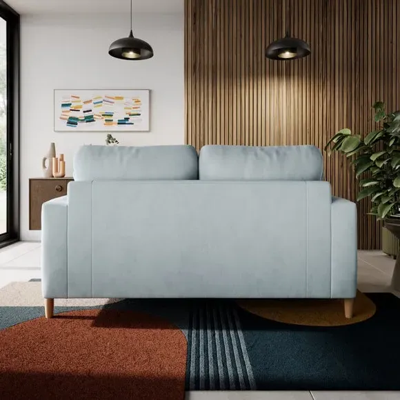 2-Seater Sofa with Square Arms - Blue, Velvet