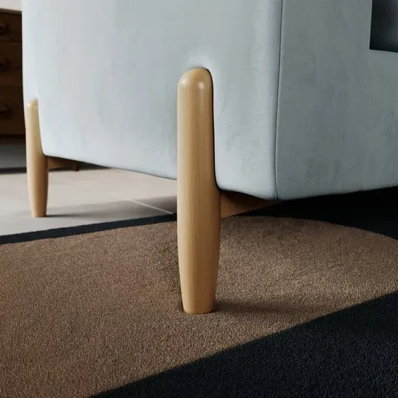 2-Seater Sofa with Square Arms - Blue, Velvet