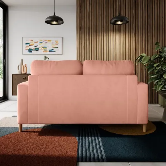 2-Seater Sofa with Square Arms - Coral, Velvet