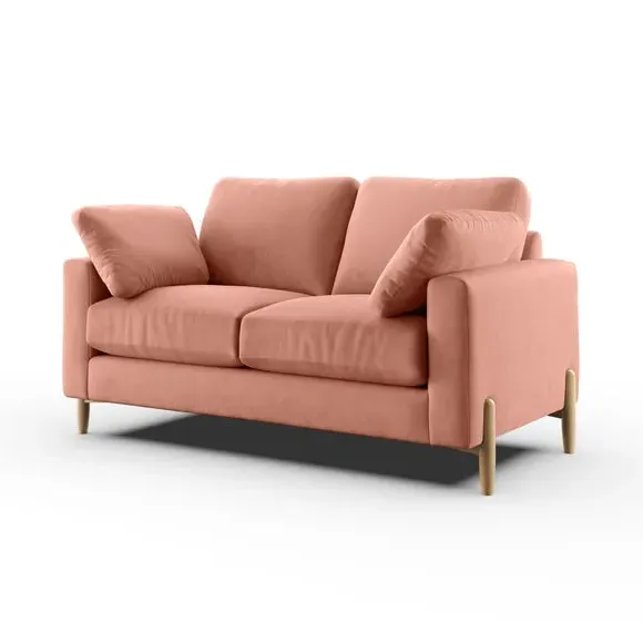 2-Seater Sofa with Square Arms - Coral, Velvet