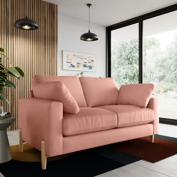 2-Seater Sofa with Square Arms - Coral, Velvet