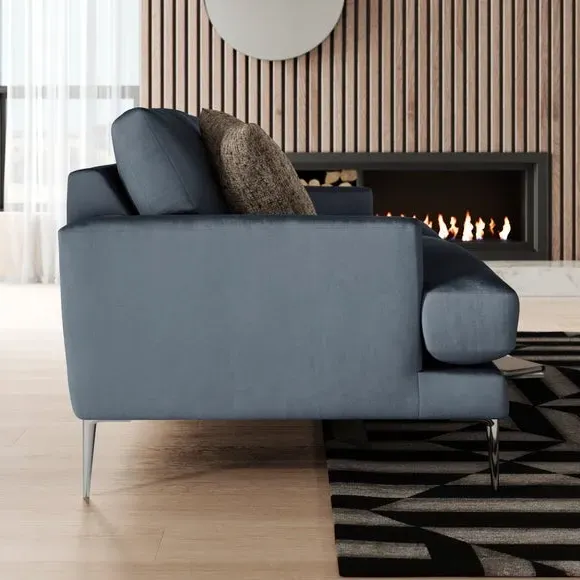 2-Seater Sofa with Square Arms - Denim, Velvet