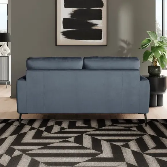 2-Seater Sofa with Square Arms - Denim, Velvet