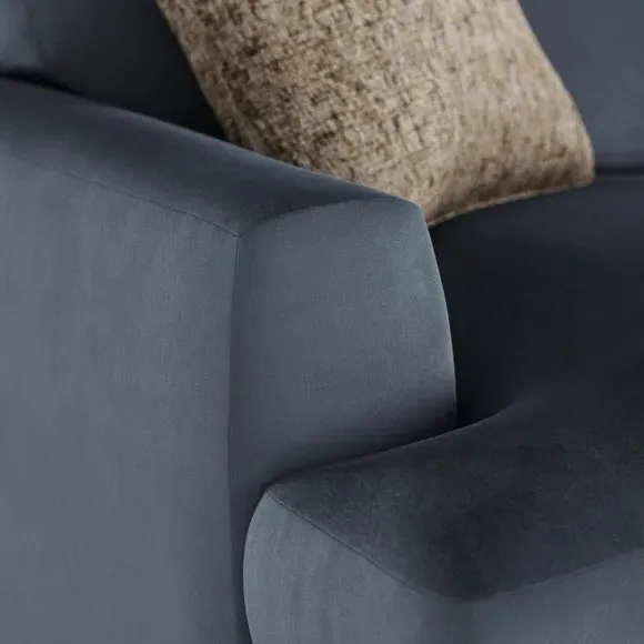 2-Seater Sofa with Square Arms - Denim, Velvet